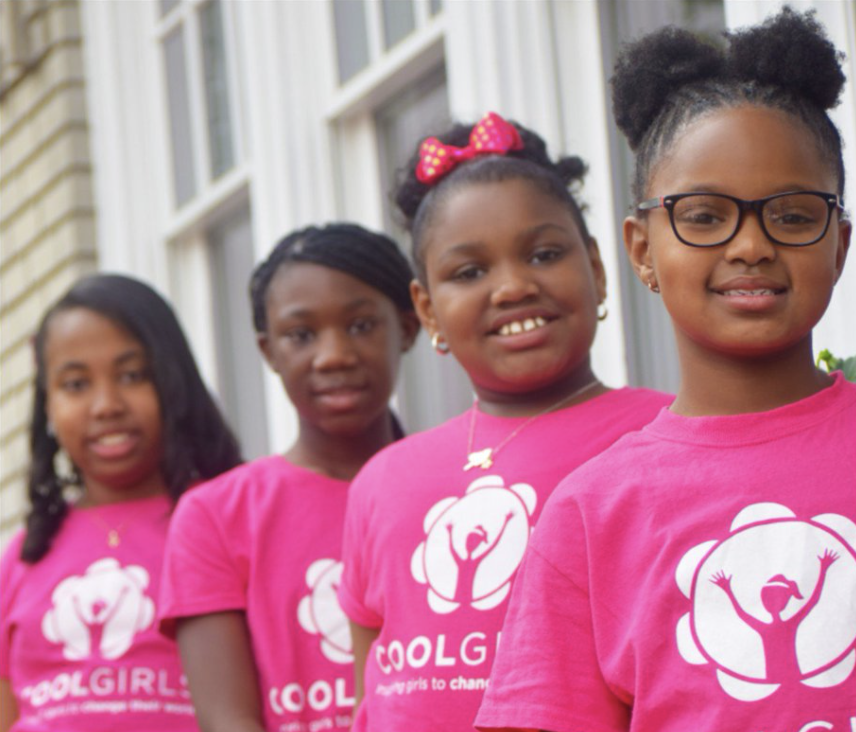 Girls wearing Cool Girls Inc. pink t-shirts