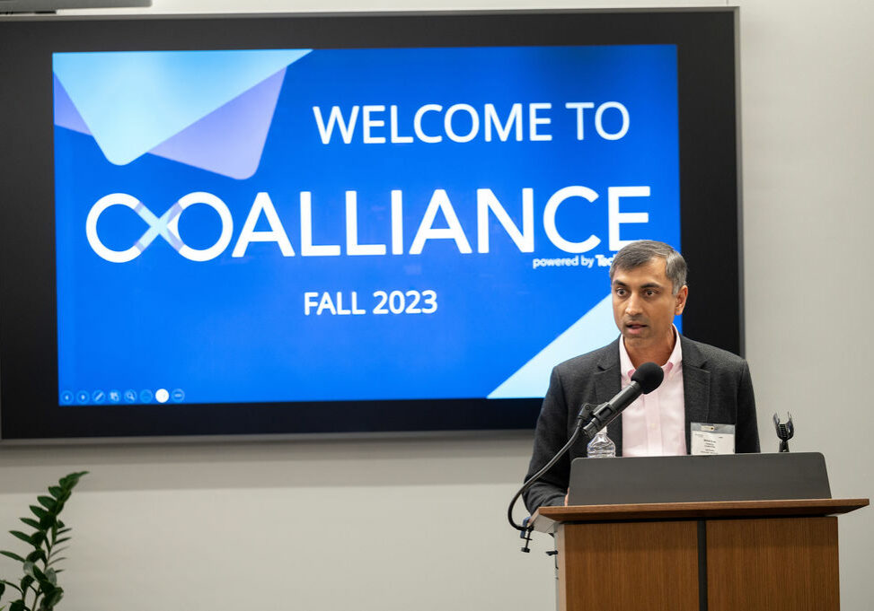 Unidentified speaker at the lectern, Fall 2023 C×O Alliance