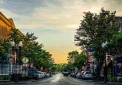 Downtown Franklin, Tennessee at sunset.